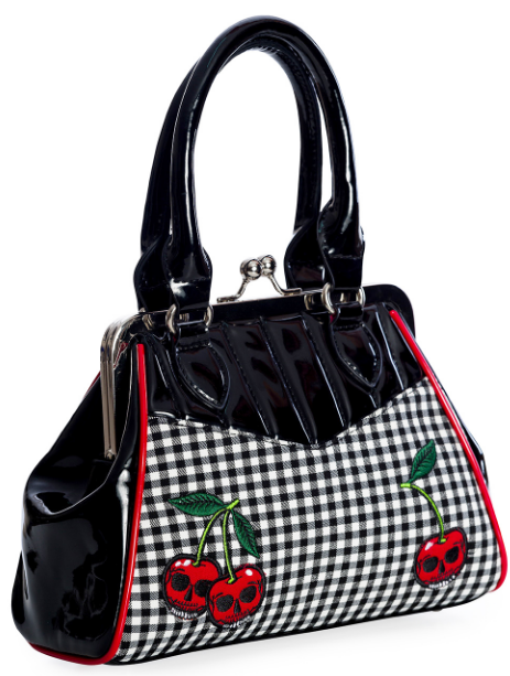 Black Rockabilly Cherry Handbag