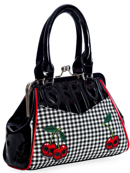 Black Rockabilly Cherry Handbag