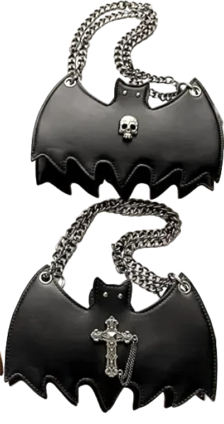 Halloween bat bag with skull embellishments