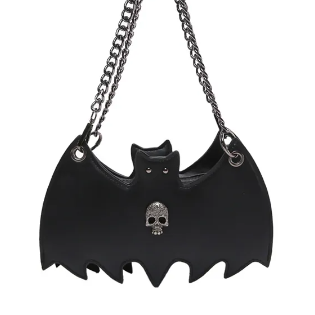 Halloween bat bag with skull embellishments