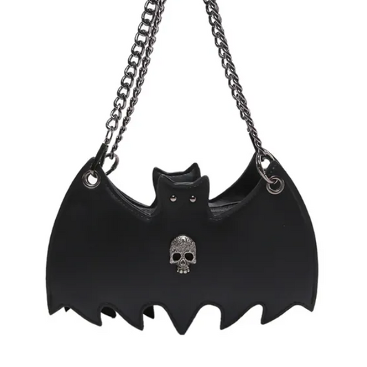 Halloween bat bag with skull embellishments