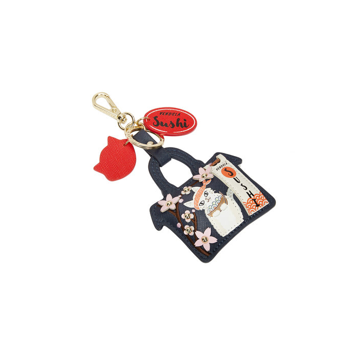 Keychain with a cat design and 'Sushi' label on a white background