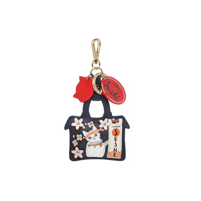 Keychain with a cat design on a white background