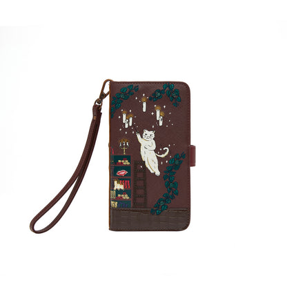 Phone case with a cat design on a white background