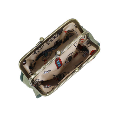 Small suitcase with a patterned interior on a white background