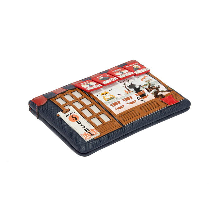 Colorful toy set with a building design on a white background