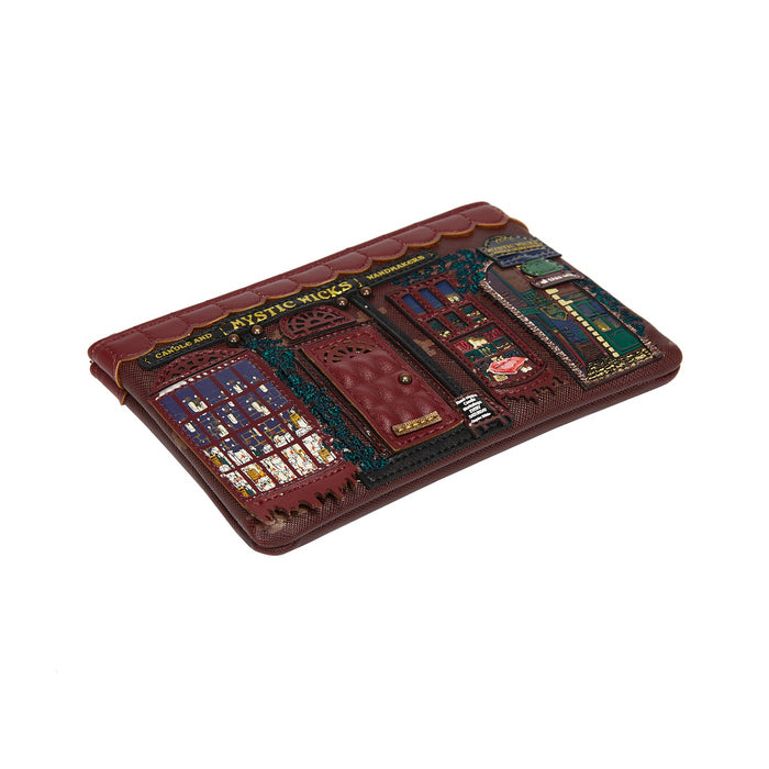 Handcrafted wallet with artistic design on a white background