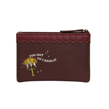 Brown pouch with 'Too Hot to Candle!' text and design on a white background