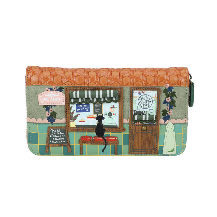 Wristlet with a cat-themed design on a white background