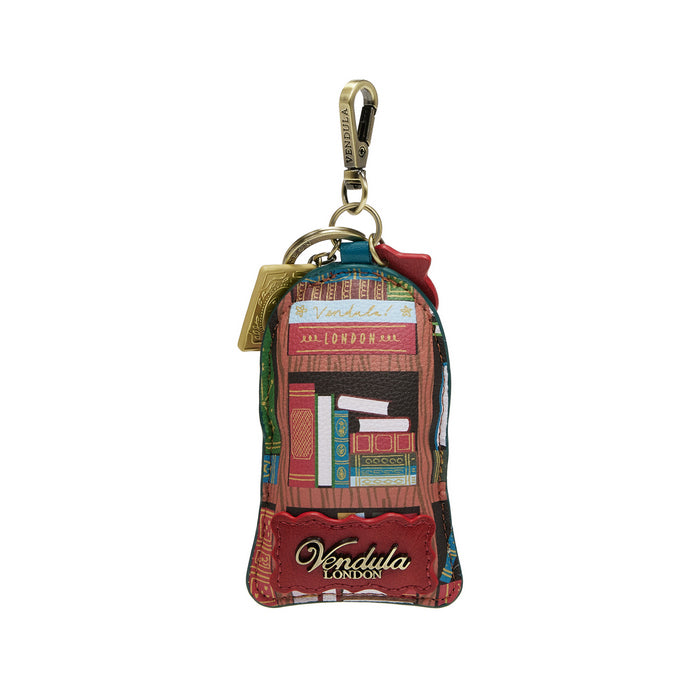 Colorful keychain with book design and 'Vendula London' branding on a white background