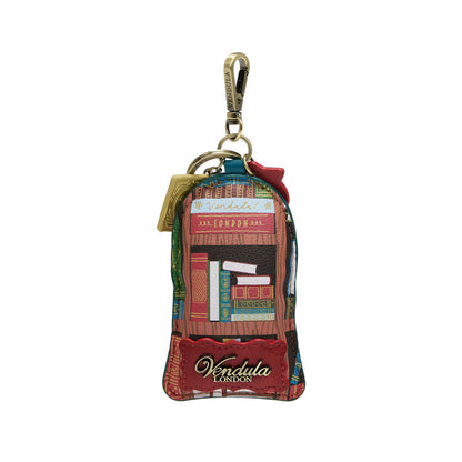 Colorful keychain with book design and 'Vendula London' branding on a white background