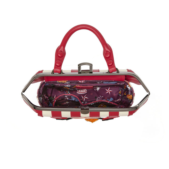 Handbag with a floral pattern on a white background