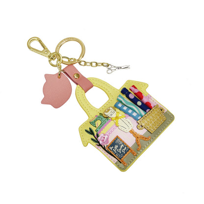 Colorful keychain with a handbag design on a white background