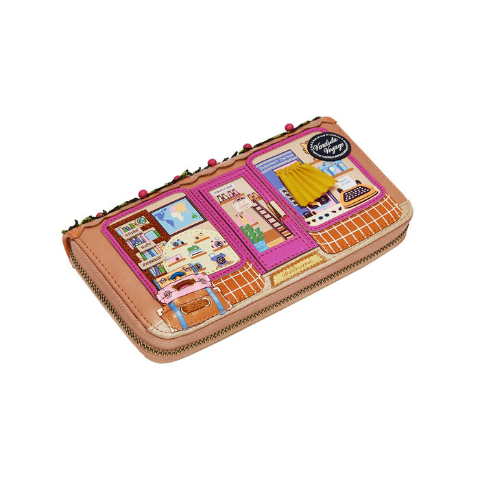 Colorful wallet with store window design on a white background