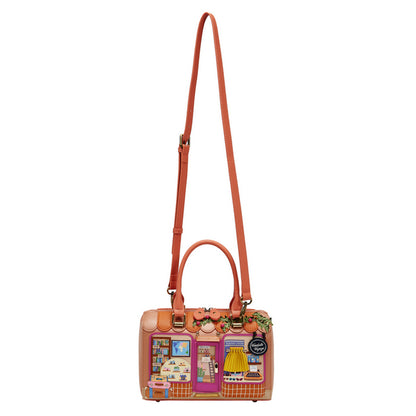 Handbag with a colorful design on a white background