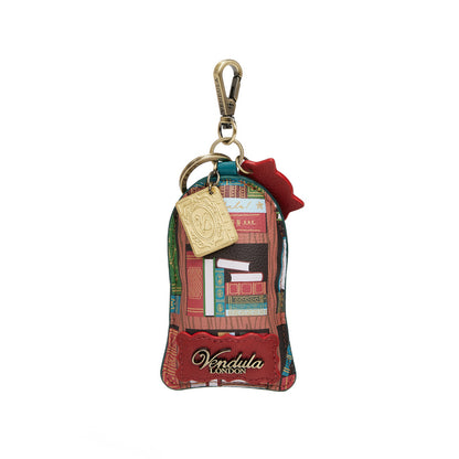Colorful keychain with book design and Vendula London branding on a white background