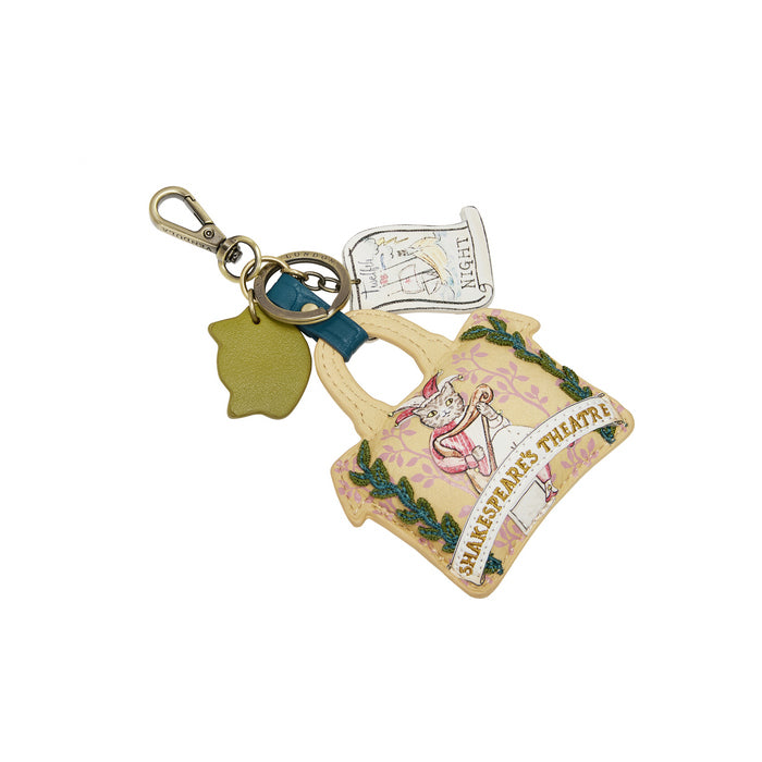 Keychain with Shakespeare's Theatre design on a white background