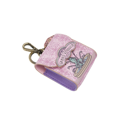 Pink keychain case with fairy design on a white background