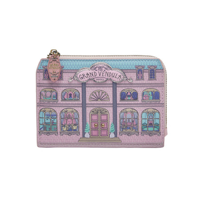 Wallet with 'Grand Vendulla Hotel' design on a white background
