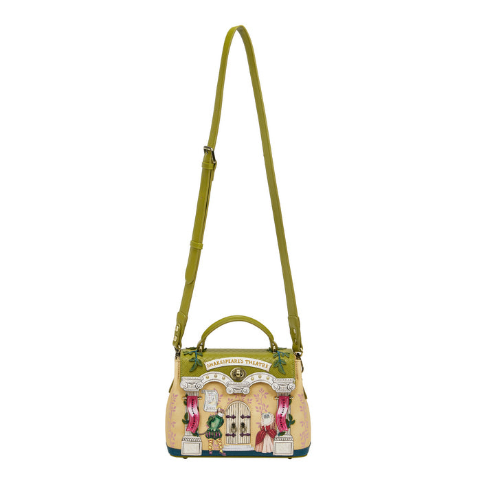 Decorative handbag with a strap on a white background