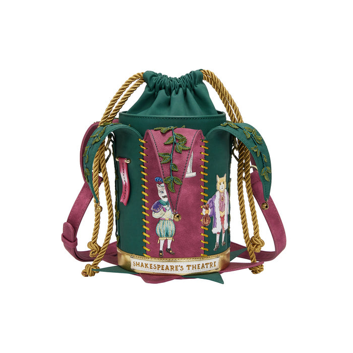 Decorative bag with Shakespeare's Theatre design on a white background