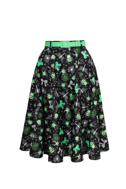 Skirt with green and black pattern on a white background