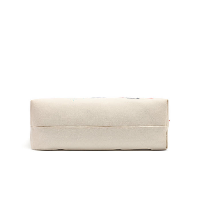 A rectangular canvas pouch in a light cream or off-white color, shown from a side profile view against a plain white background.