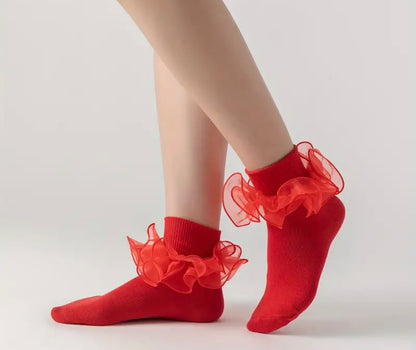 Ruffle Trim Ankle Socks - 4 Colours