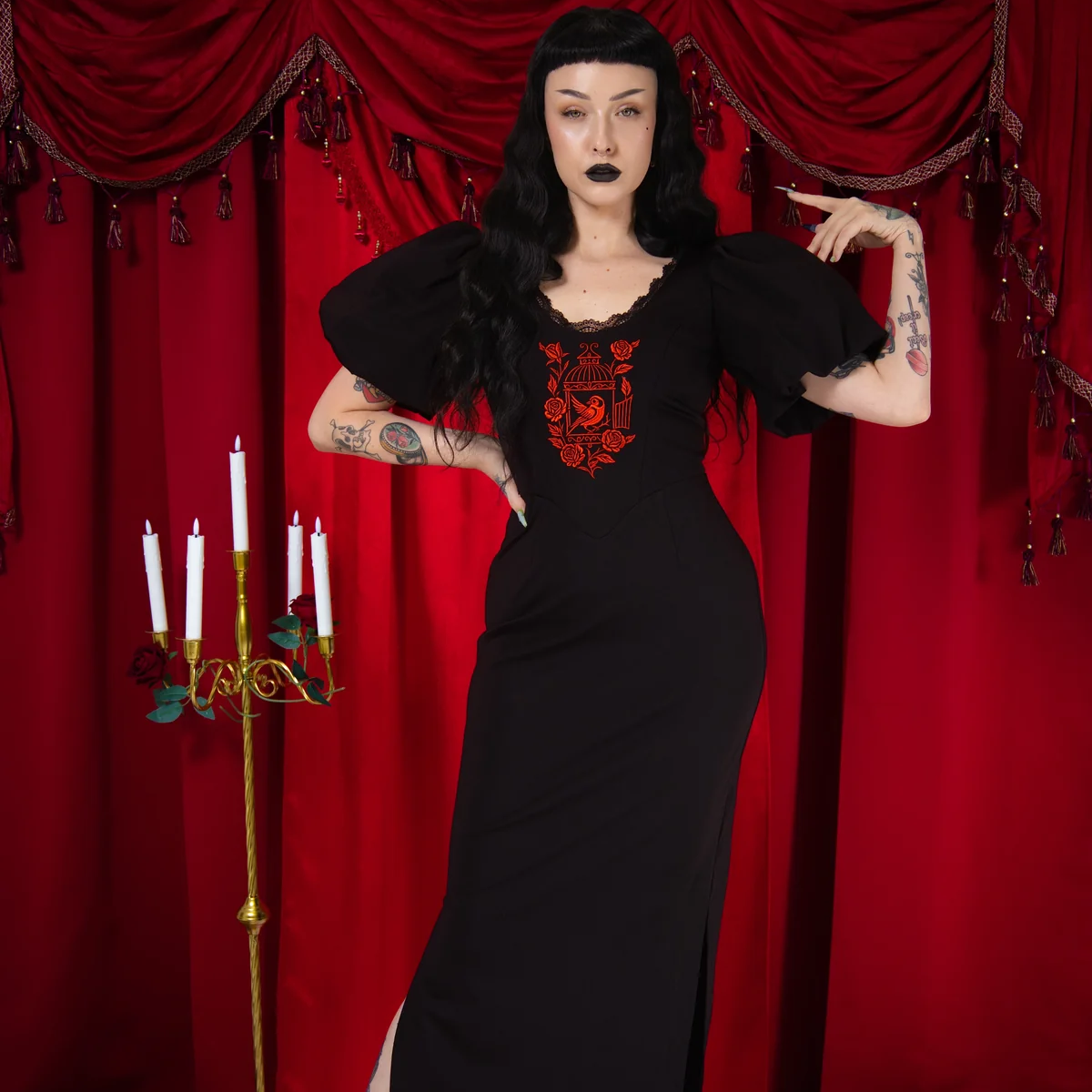 Gilded Garden Puff Sleeve Dress | PREORDER