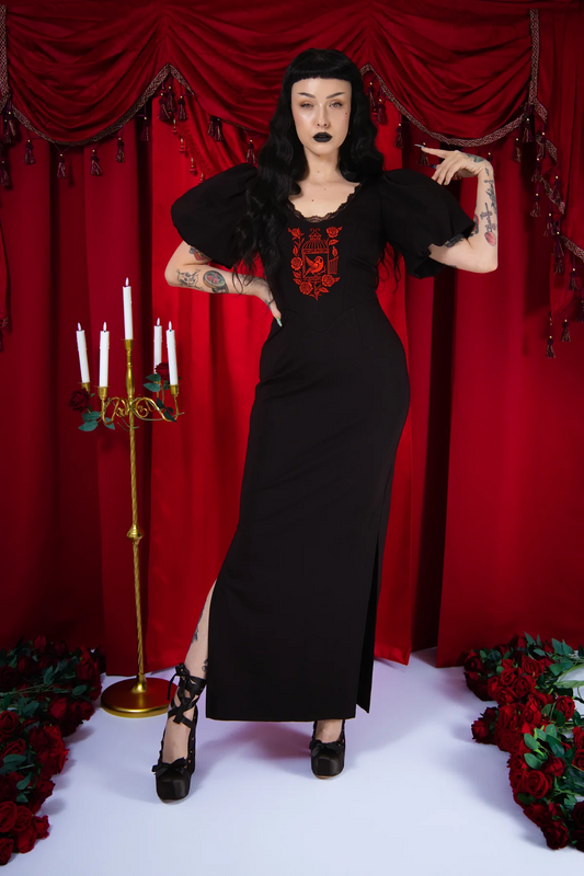 Gilded Garden Puff Sleeve Dress