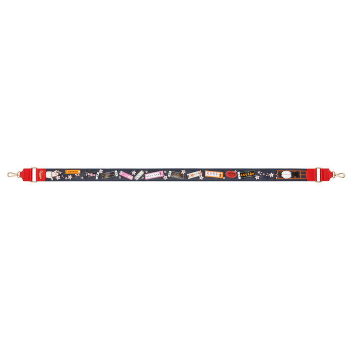 Decorative bag strap with cartoon character design on a white background