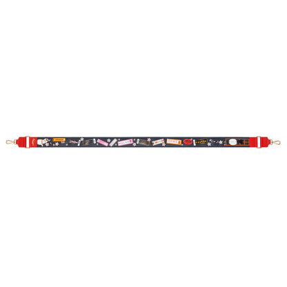 Decorative bag strap with cartoon character design on a white background