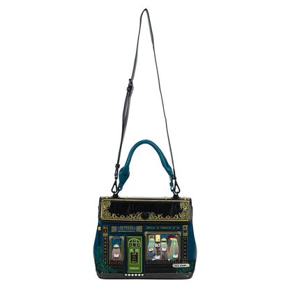 Handbag with decorative design on a white background