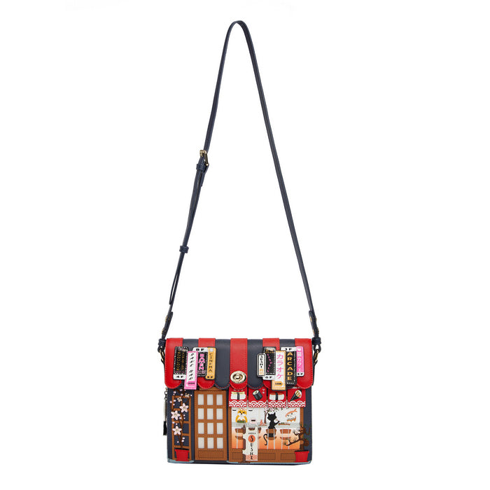 Multicolored bag with a pattern on a white background