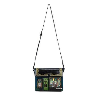 Satchel bag with a unique design on a white background