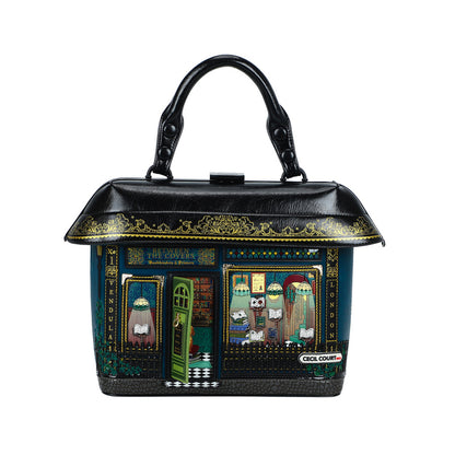Decorative handbag with artistic design on a white background