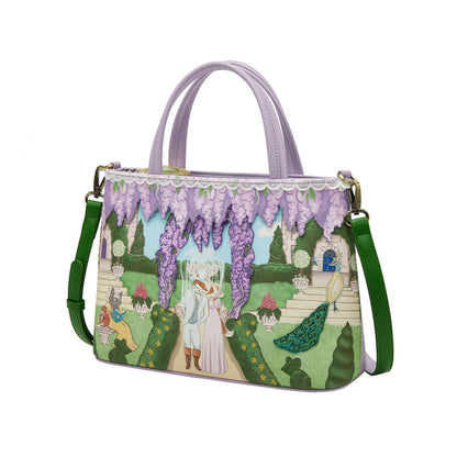 Regency Gardens Faye Bag is romance in miniature. This vegan leather bag is perfectly sized to carry your daily essentials or your favourite historical romance novel! The top handle and adjustable detachable strap allow you to carry it your way