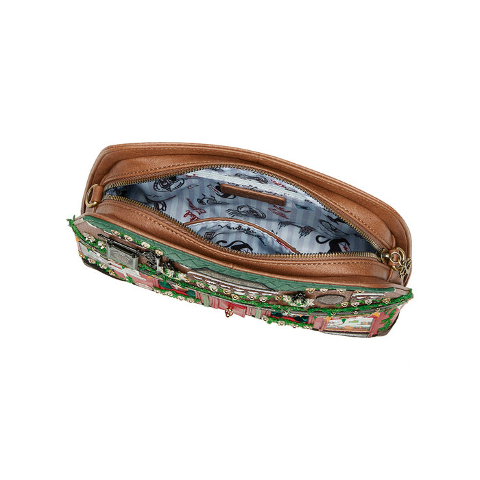 Makeup bag with floral pattern on a white background