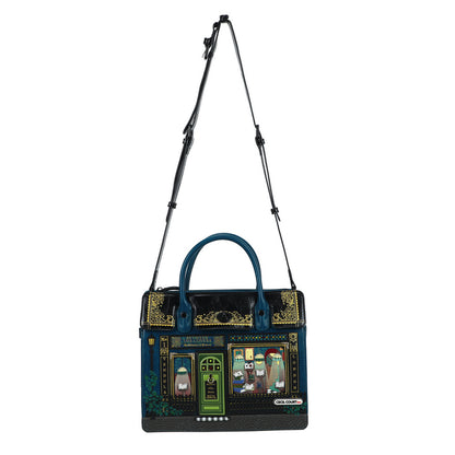 Decorative handbag with artistic design on a white background