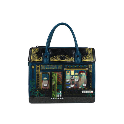 Decorative handbag with artistic design on a white background