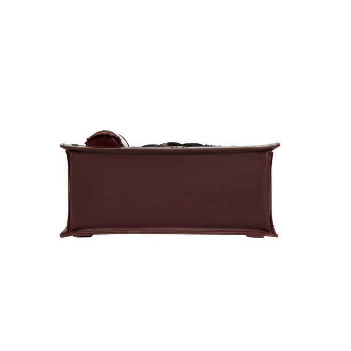 Brown leather briefcase on a white background