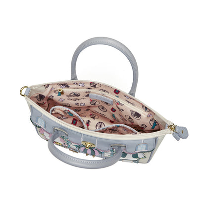 Patterned handbag with a white background