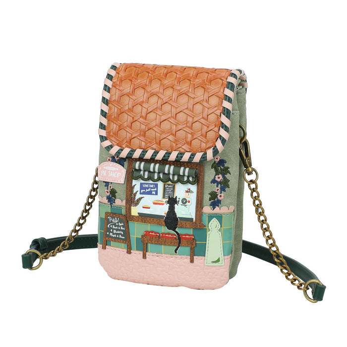 Small handbag with a detailed design on a white background