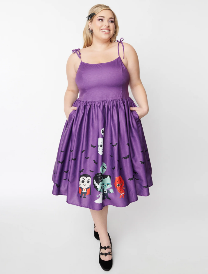 Kou Kou x Unique Vintage Purple Kou Kou Print Bobbie Swing Dress