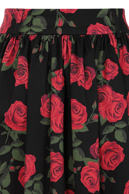 Black skirt with red rose pattern