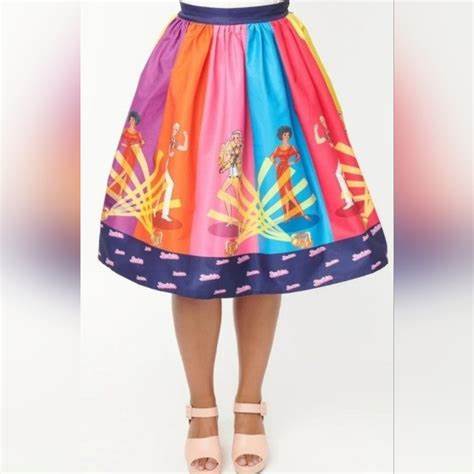 Unique Vintage x Barbie Rainbow Barbie Disco Gellar Swing Skirt | Only Size XSmall/2 Left