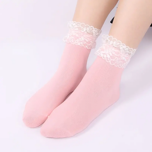 Ruffle Trim Ankle Socks - 3 Colours