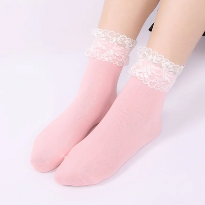 Ruffle Trim Ankle Socks - 4 Colours