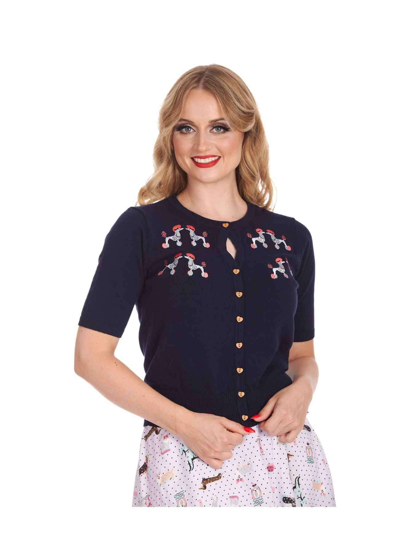 Kissing Poodles Cardigan | Navy @BVCM