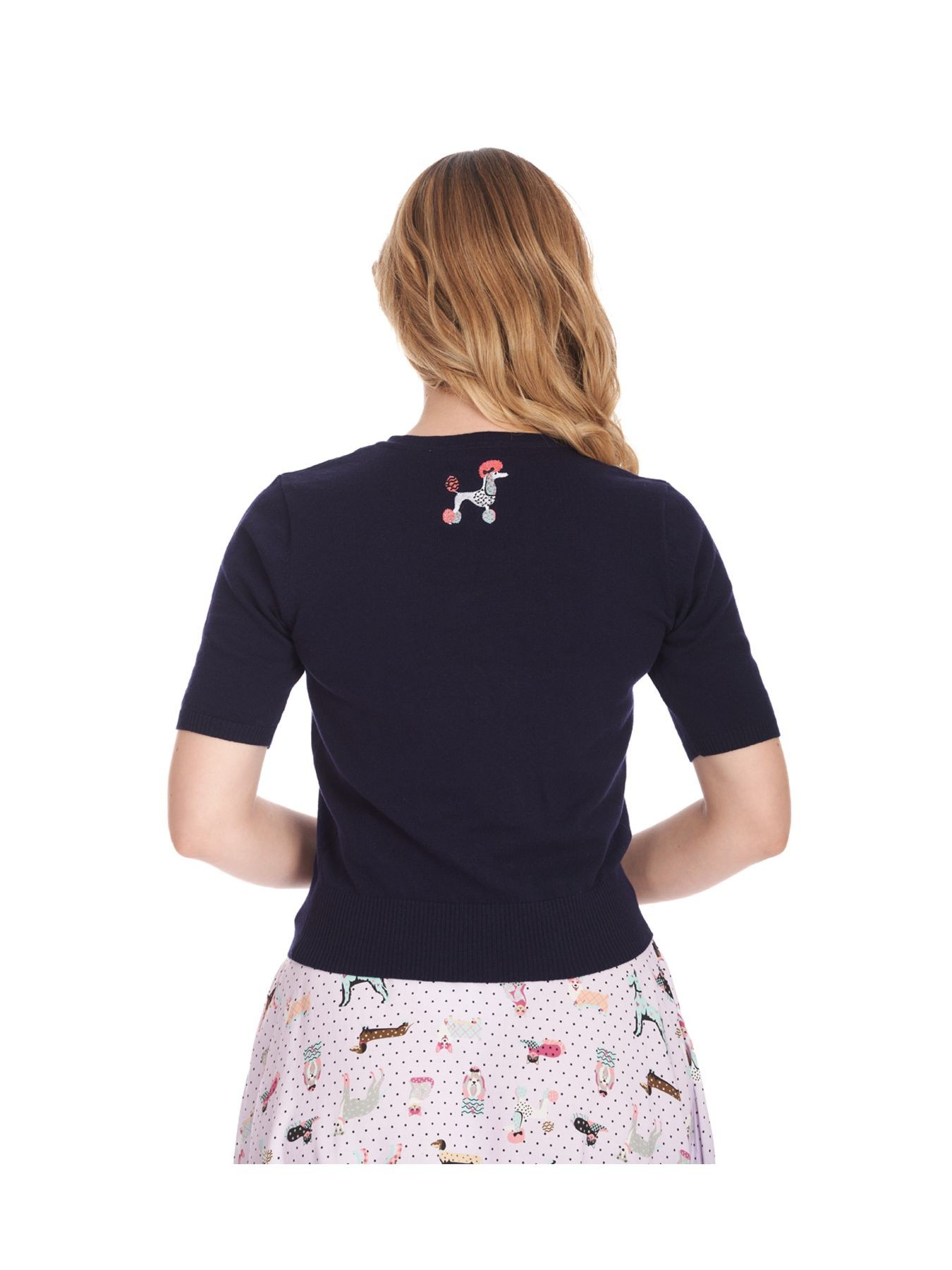 Kissing Poodles Cardigan | Navy @BVCM